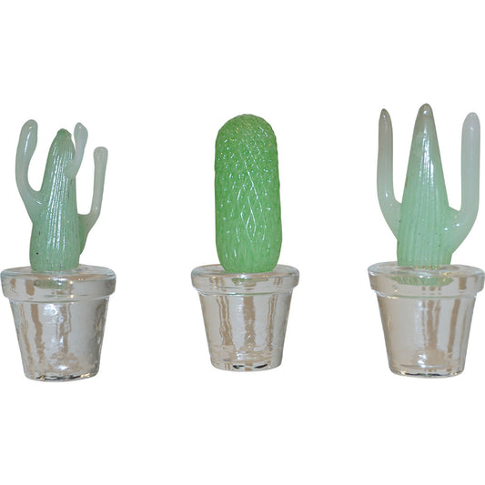 1990s Marta Marzotto Miniature Green Murano Glass Cactus Plants by Formia