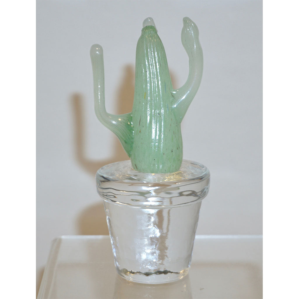 1990s Marta Marzotto Miniature Green Murano Glass Cactus Plants by Formia