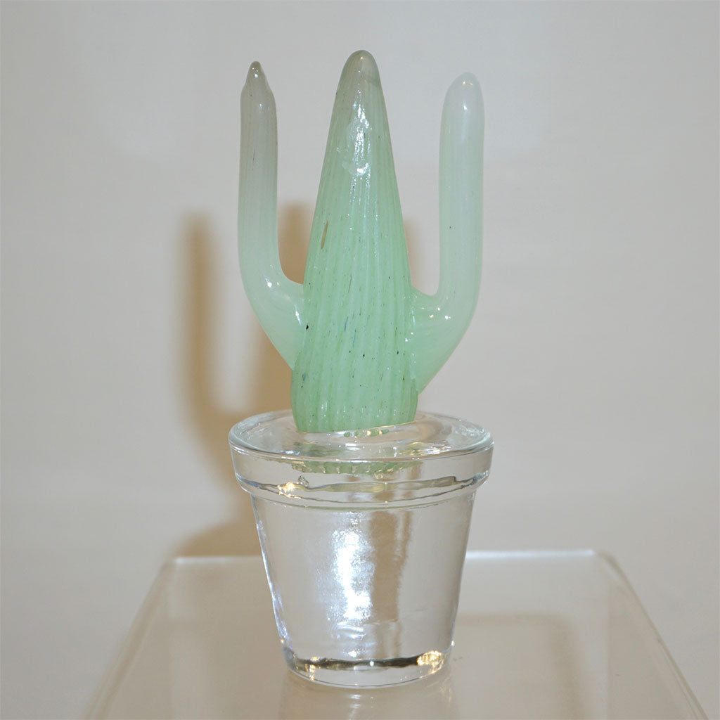 1990s Marta Marzotto Miniature Green Murano Glass Cactus Plants by Formia