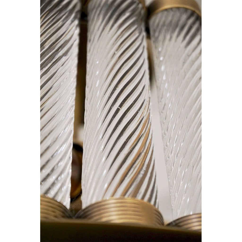 Italian Antique Bronze Finish Crystal Murano Glass Flush mount / Drum Chandelier