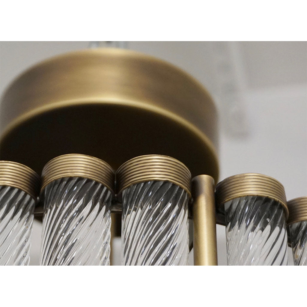 Italian Antique Bronze Finish Crystal Murano Glass Flush mount / Drum Chandelier