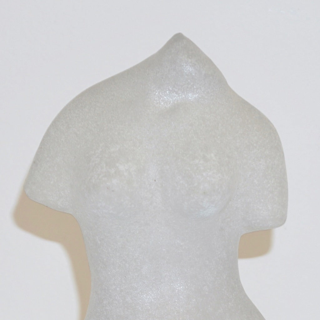 1960s Italian White Scavo Murano Glass Nude Figure