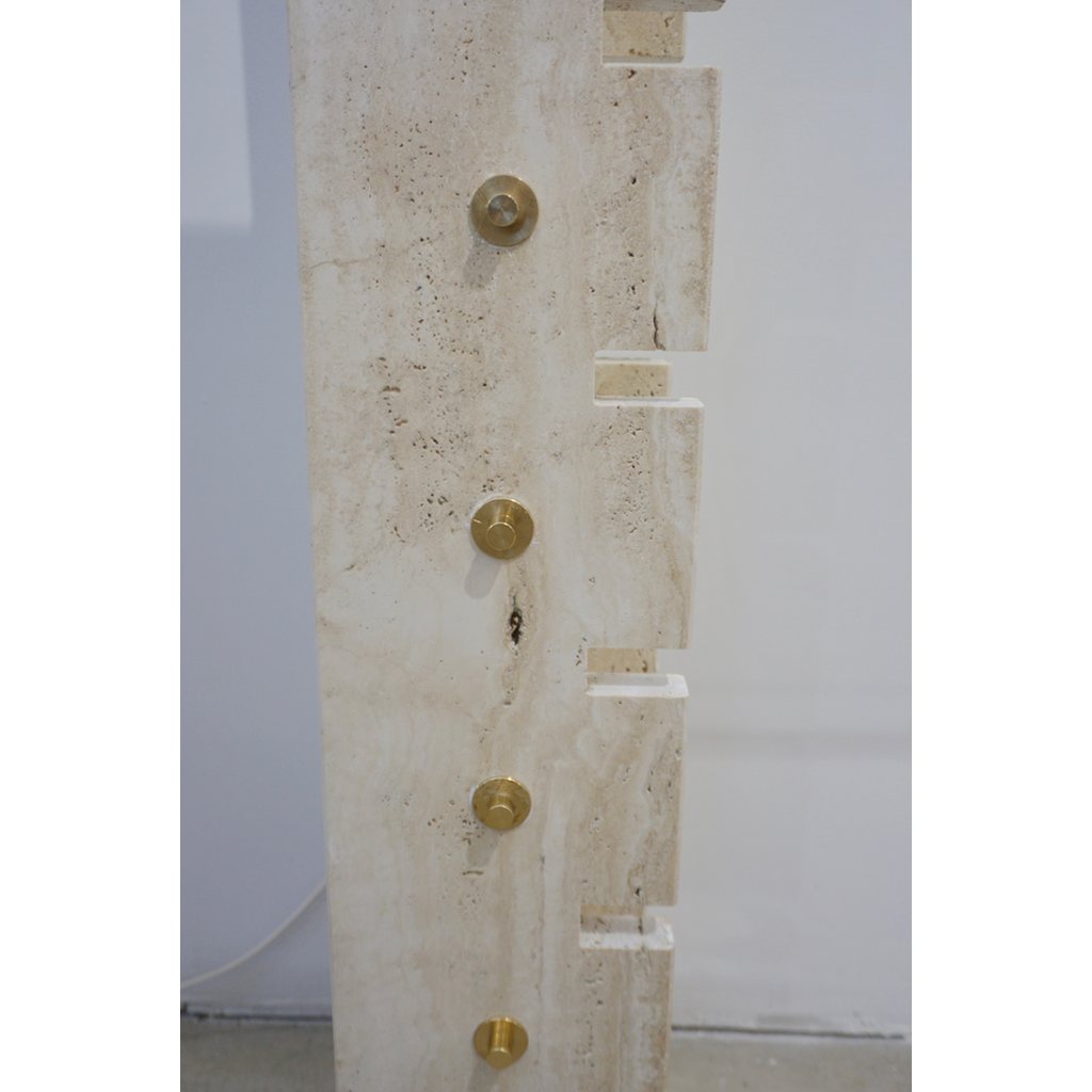 Contemporary Italian Minimalist Organic Shelf White Travertine Marble Console
