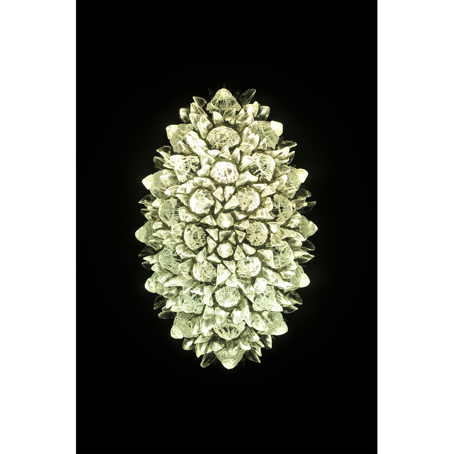 Contemporary Italian Crystal Clear Glass Oval Silver Flush Mount / Sconce