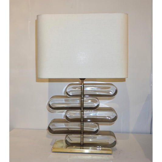 Italian Modern Brass and Bronze Murano Glass Architectural Table Lamp