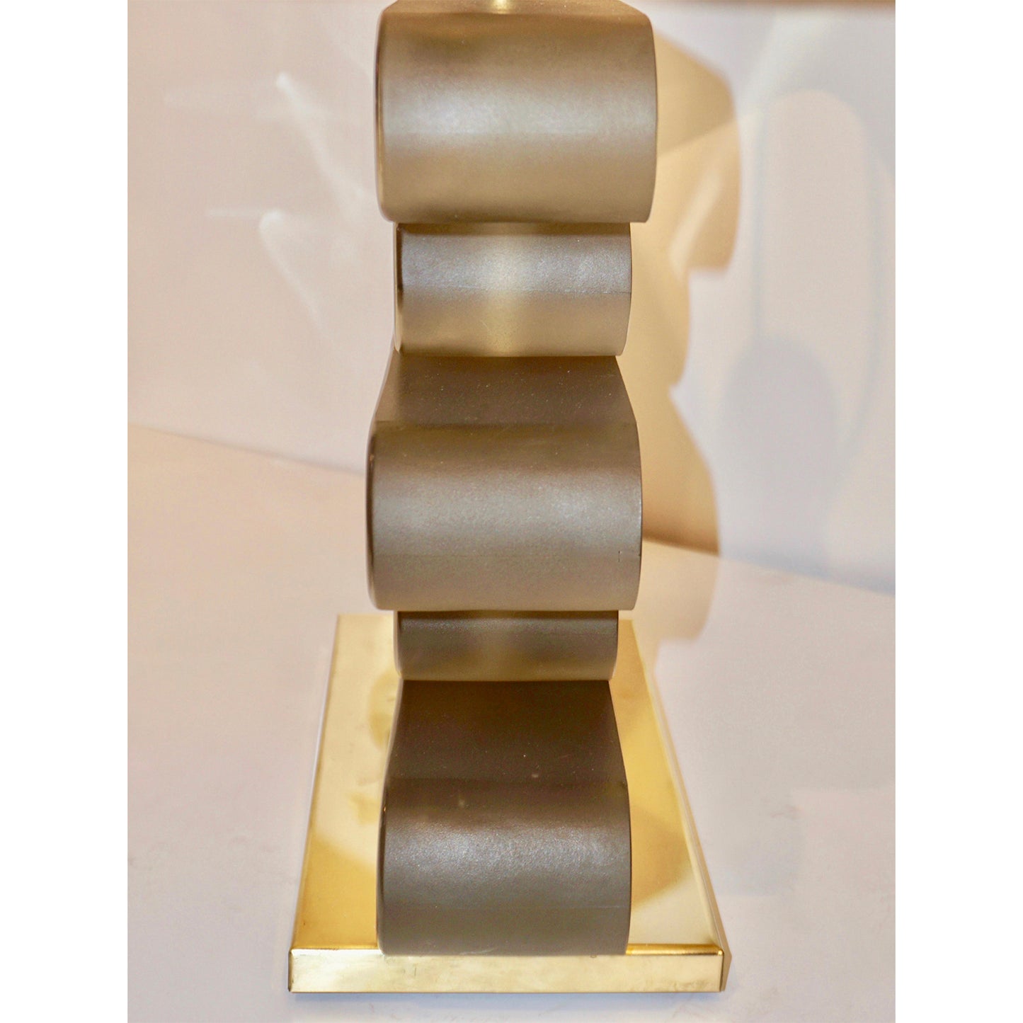 Italian Modern Brass and Bronze Murano Glass Architectural Table Lamp