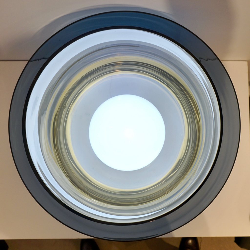 1980 Italian Monumental Blue & Smoked Gray Murano Glass Modern Lamp / Floor Lamp