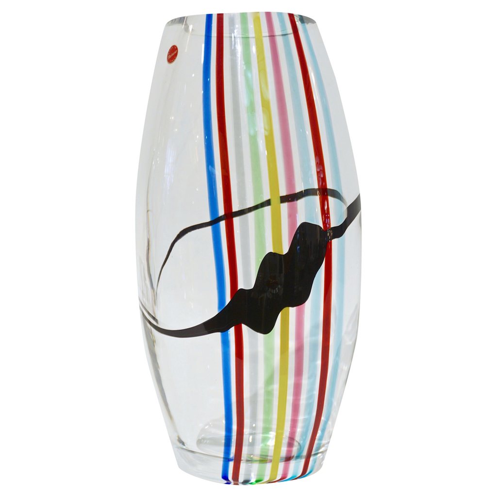 Formia 1970 Italian Tall Yellow Green Red Blue Crystal Murano Glass Pop Art Vase