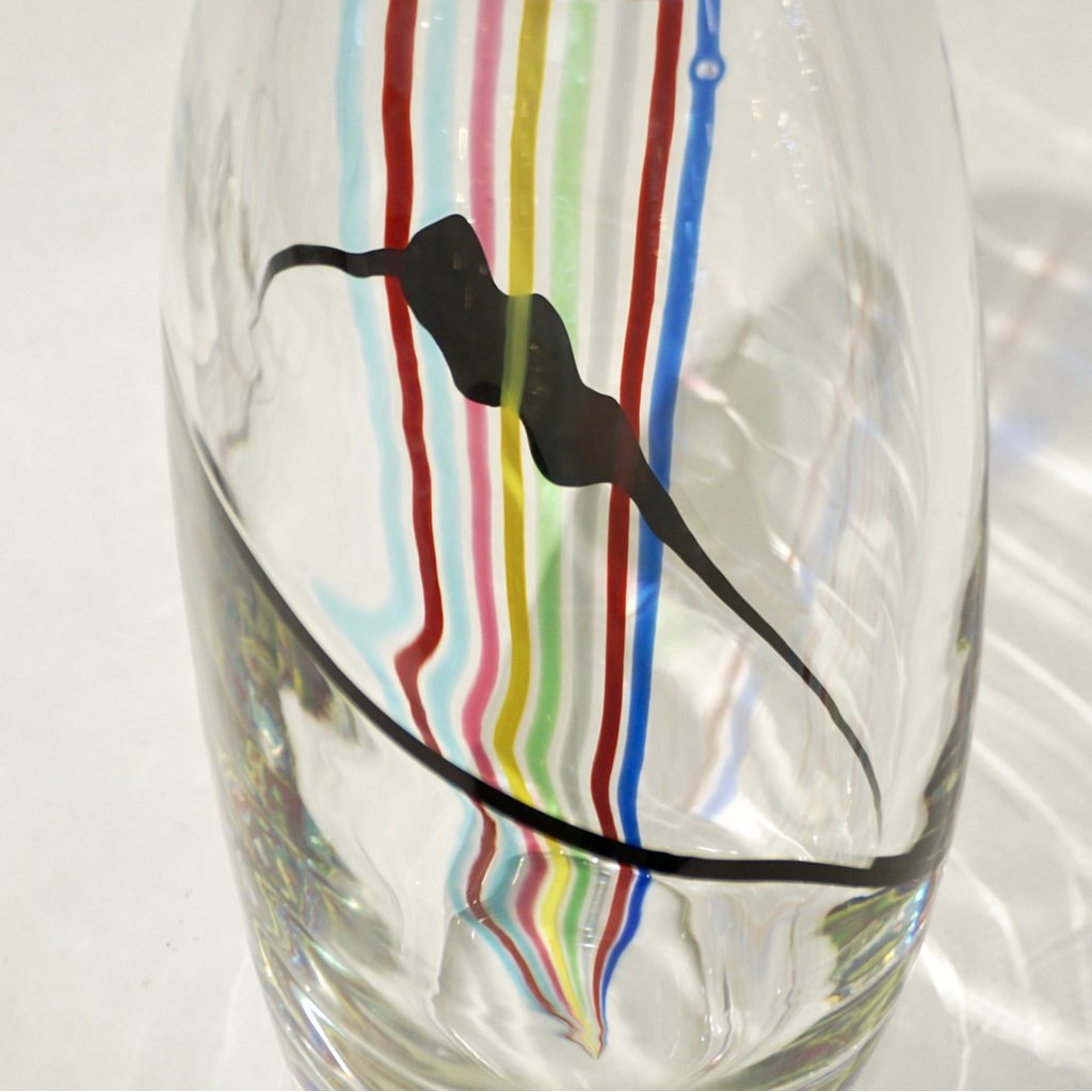 Formia 1970 Italian Tall Yellow Green Red Blue Crystal Murano Glass Pop Art Vase