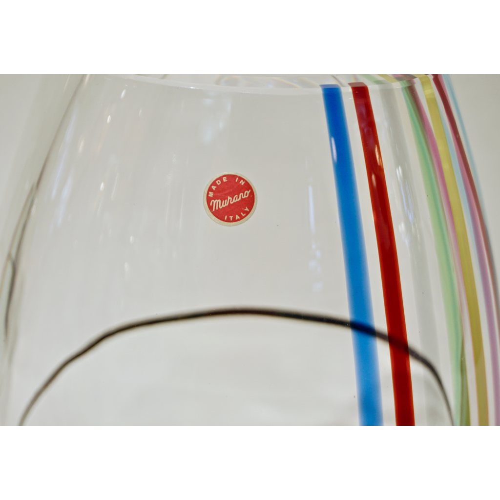 Formia 1970 Italian Tall Yellow Green Red Blue Crystal Murano Glass Pop Art Vase