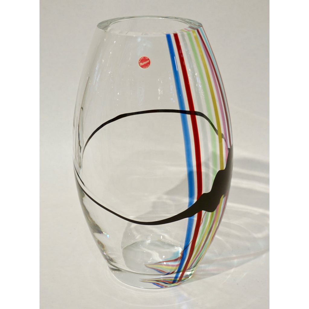 Formia 1970 Italian Tall Yellow Green Red Blue Crystal Murano Glass Pop Art Vase