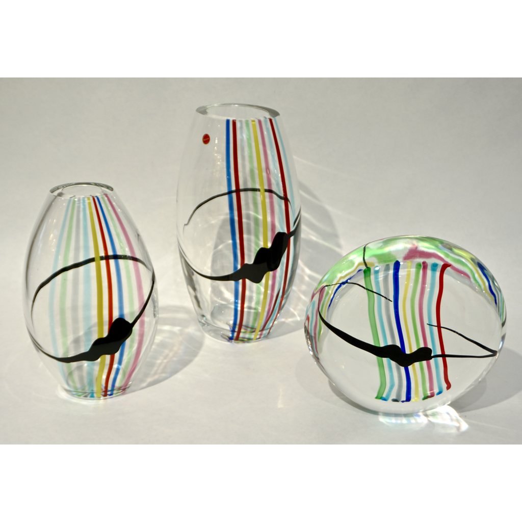 Formia 1970 Italian Tall Yellow Green Red Blue Crystal Murano Glass Pop Art Vase