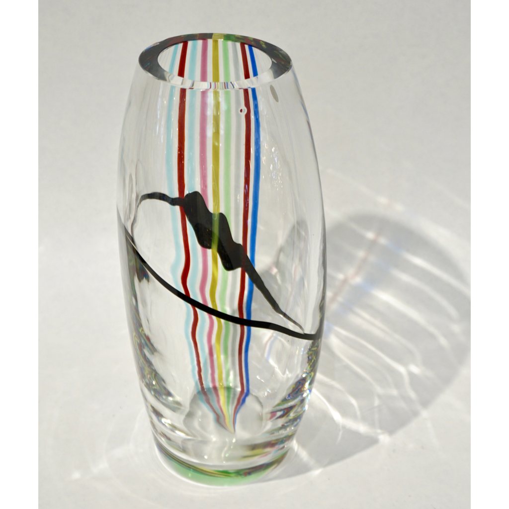 Formia 1970 Italian Tall Yellow Green Red Blue Crystal Murano Glass Pop Art Vase