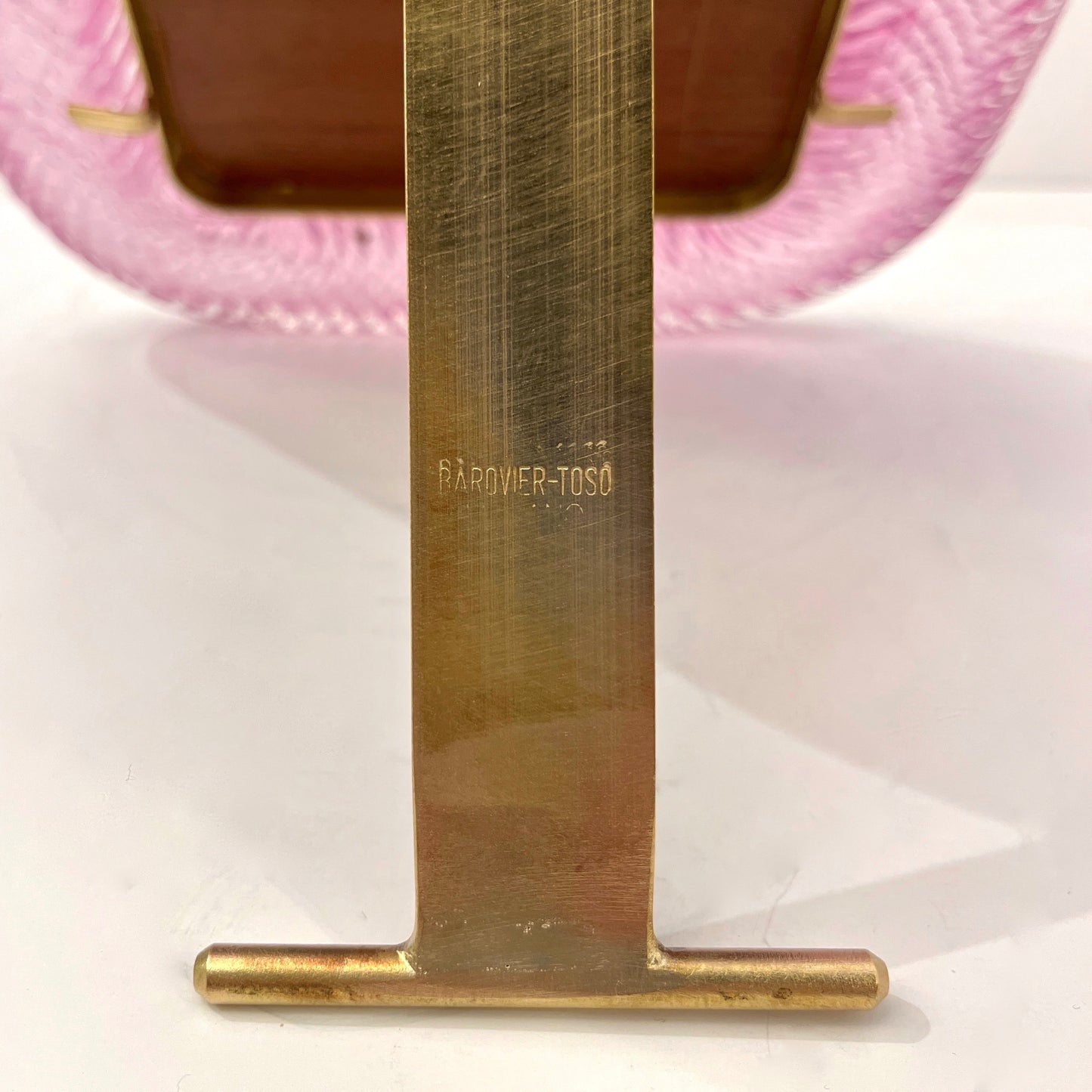 2000 Barovier Toso Italian Pink Crystal Twisted Murano Glass Brass Picture Frame