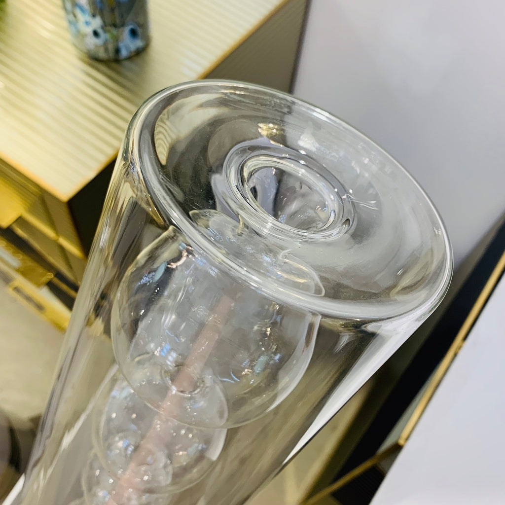 1970s Leucos Italian Design Crystal Clear Murano Glass Candle Holder or Vase