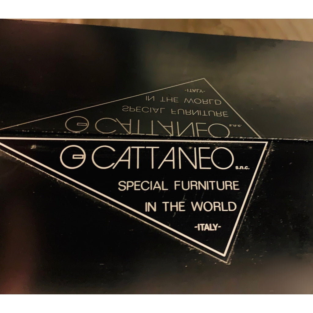 1976 Cattaneo Italian Black Lacquered Silver Grey Mondrian Decor Coffee Table