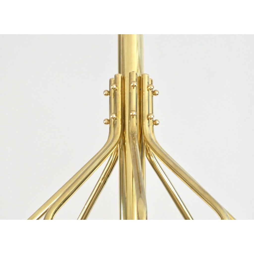 Bespoke Italian Alabaster White Murano Glass Brass Curved Globe Chandelier