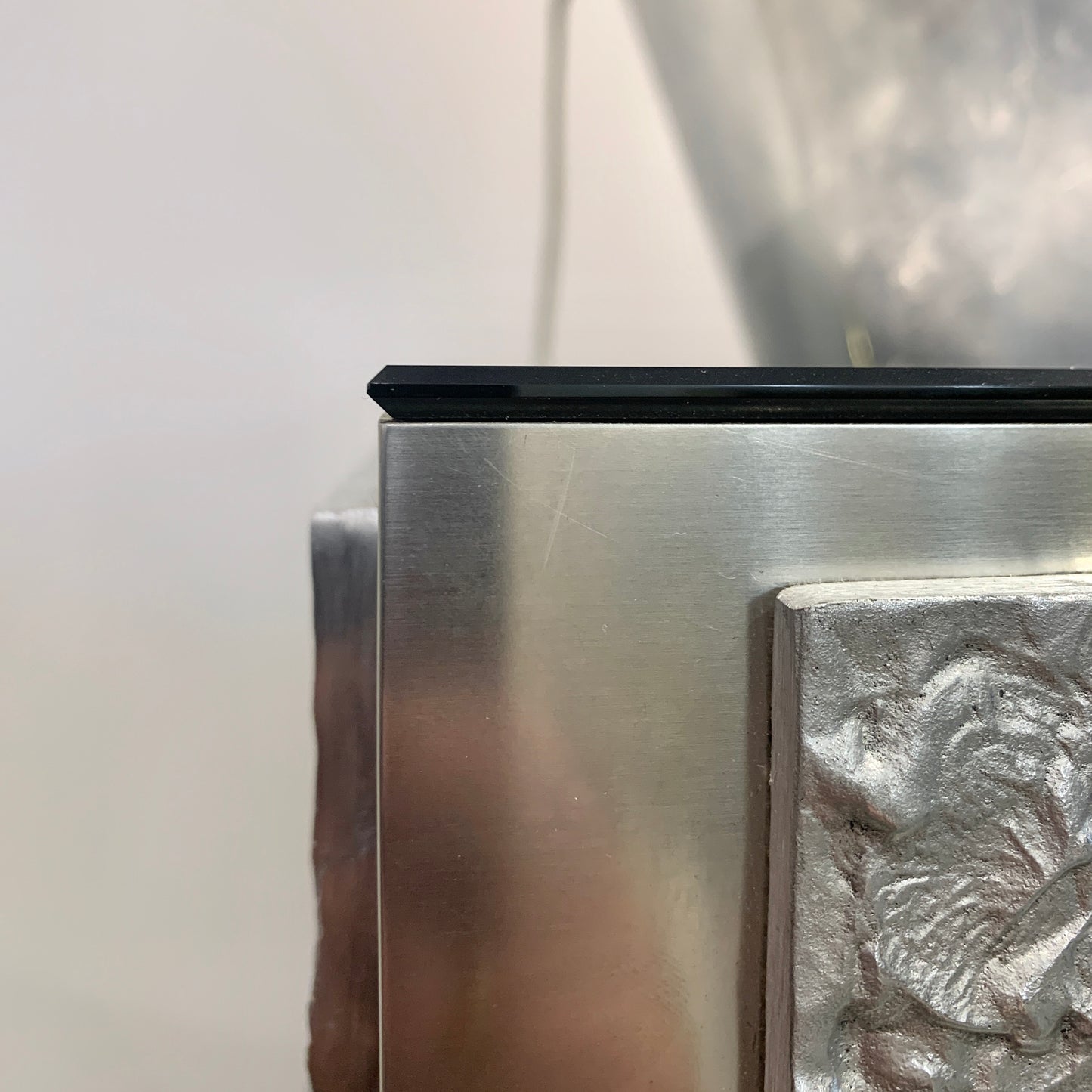 Bespoke Italian Contemporary One-of-a-Kind Polished Steel Smoked Mirror Console