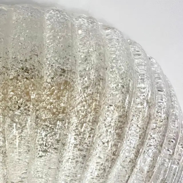 Italian Vistosi Reeded Frosted Crystal Clear Murano Glass Flushmount / Sconce