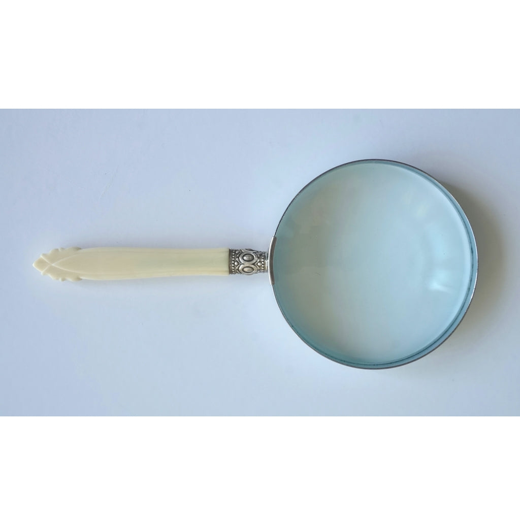 1970s English Magnifying Glass and Letter Opener Desk Set with Bone Handles
