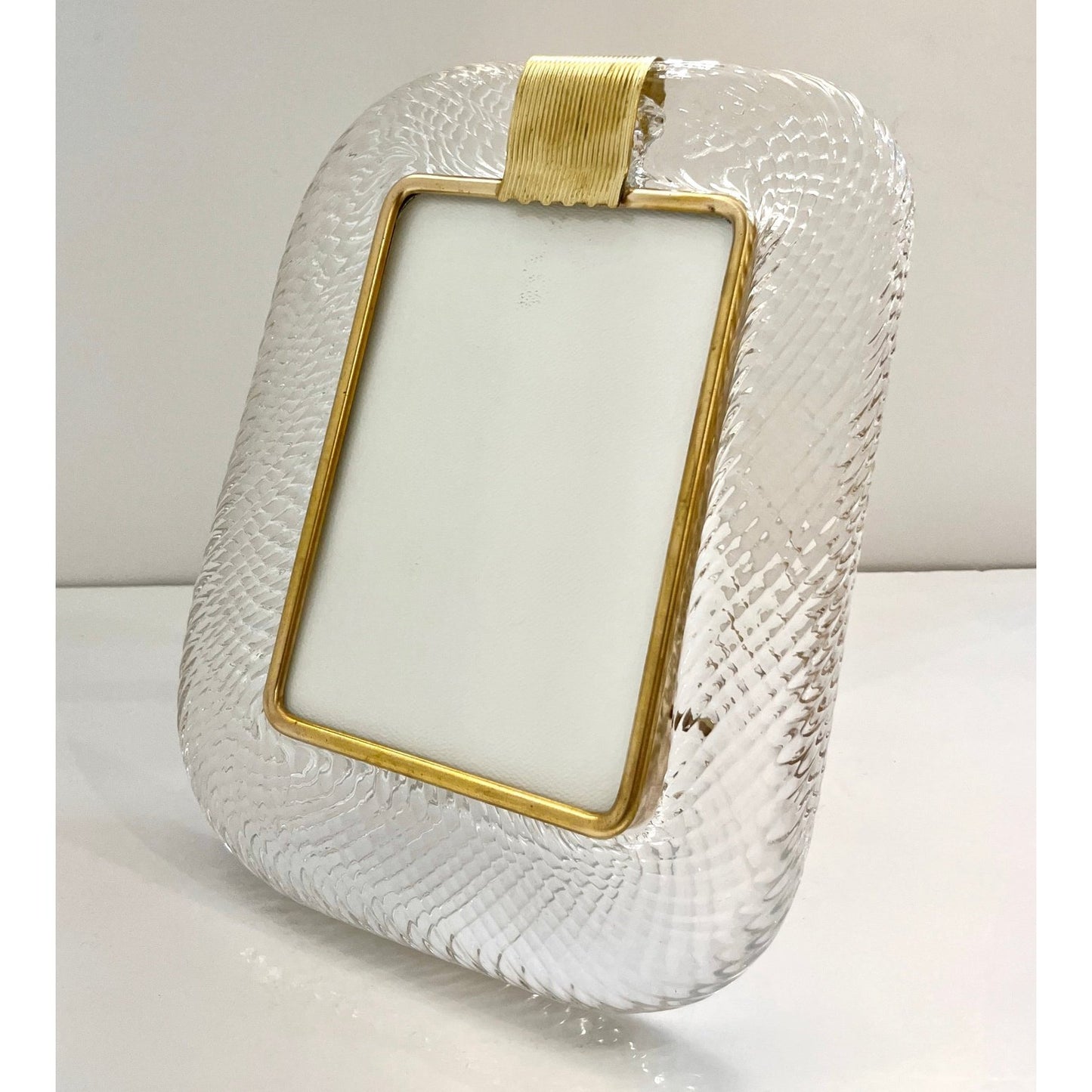 2000 Barovier Toso Italian Crystal Twisted Murano Glass Brass Picture Frame