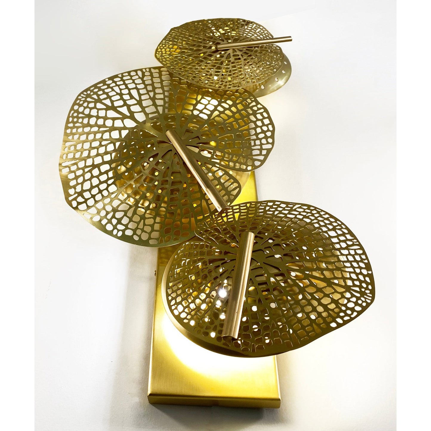 Contemporary Bespoke Organic Italian Art Design Perforated Brass Leaf Sconce