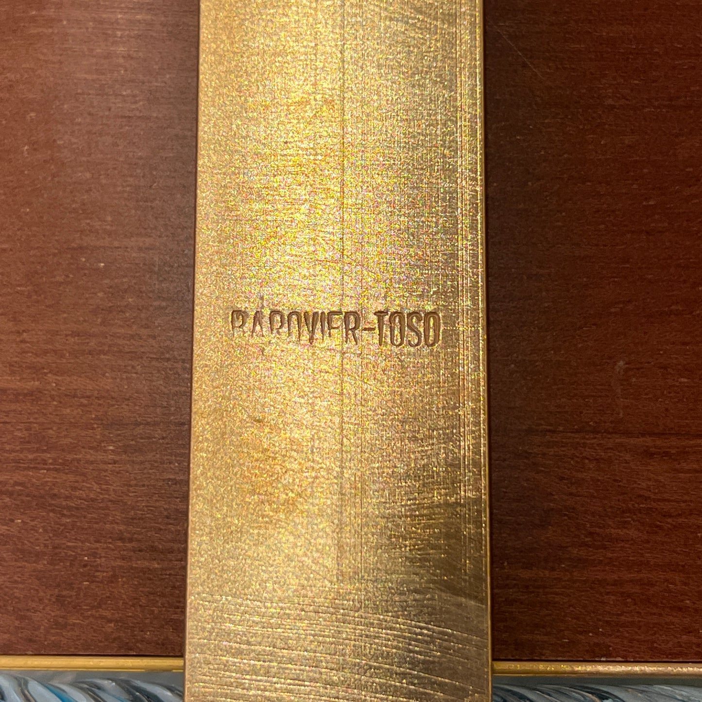 2000s Italian Vintage Aquamarine Blue Twisted Murano Glass & Brass Picture Frame