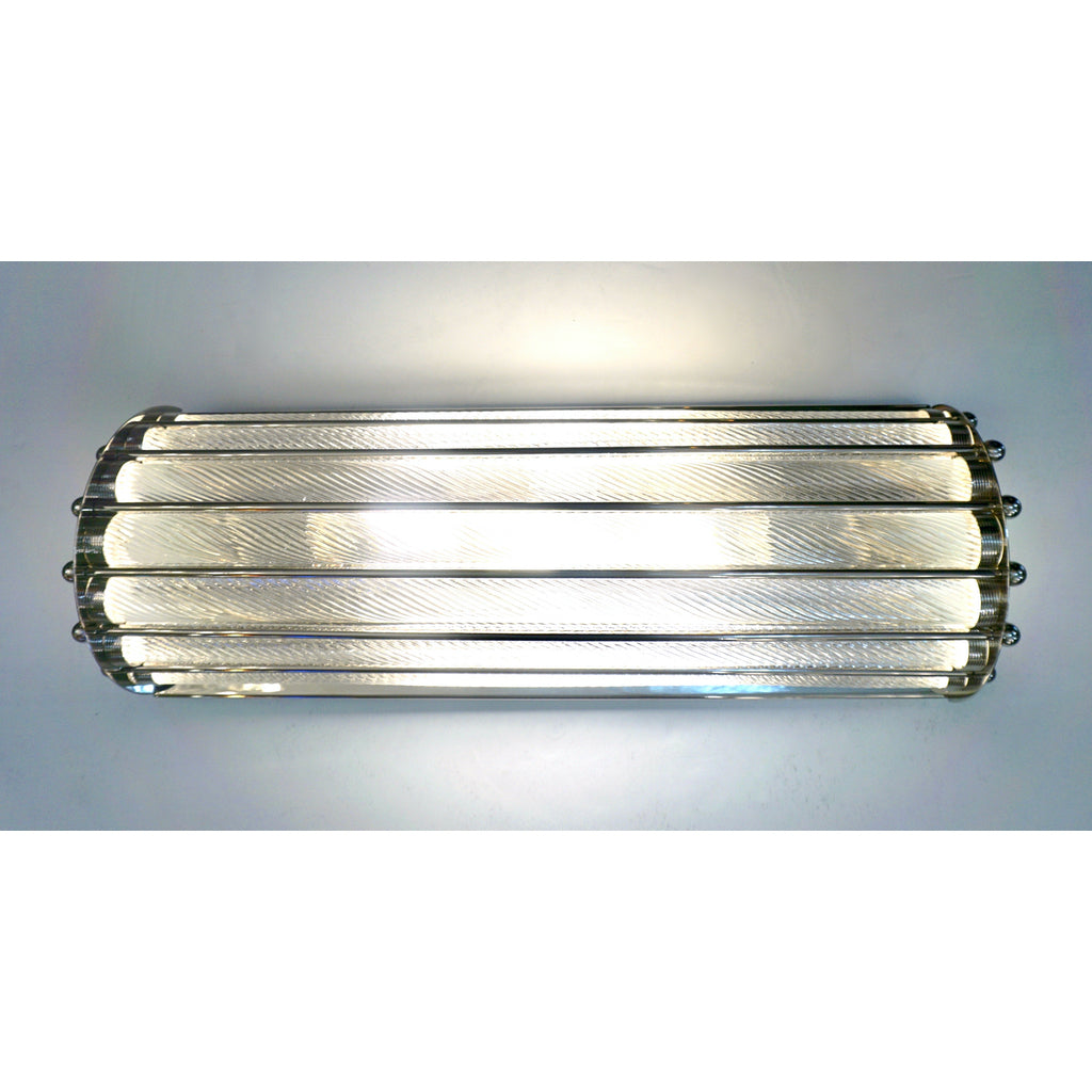 Italian Design Pair of Crystal Murano Glass Half Moon Nickel Finish Sconces