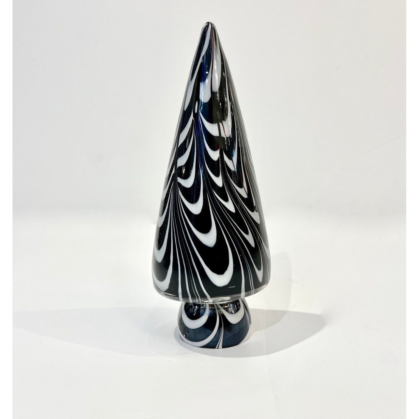 1980 Formia Italian Vintage White Black Clear Murano Glass Tree Modern Sculpture