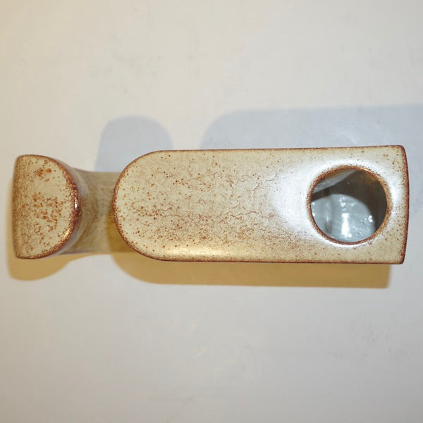 1960 Bertoncello Italian Vintage Ceramic Abstract Sculpture Beige Cubist Vase