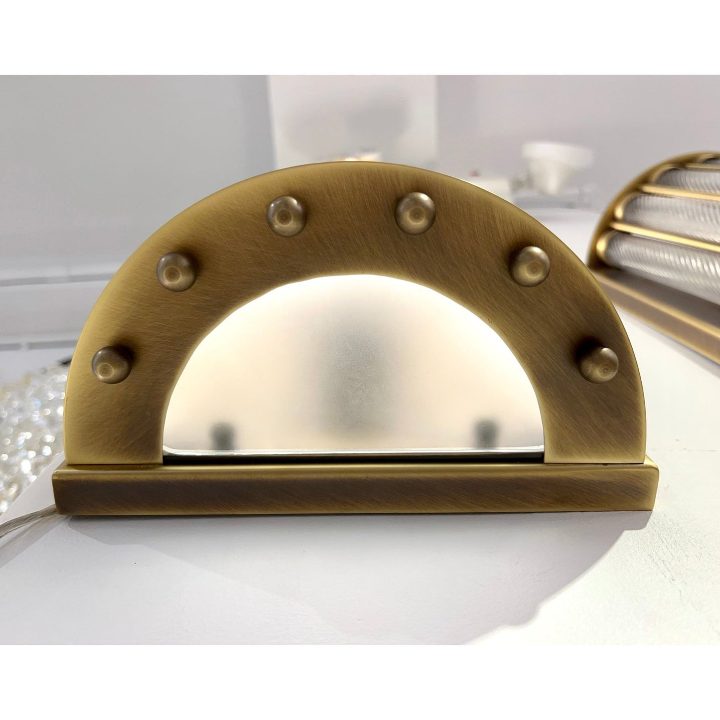 Italian Art Deco Style Crystal Murano Glass Half Moon Tall Bronze Flush/Sconces