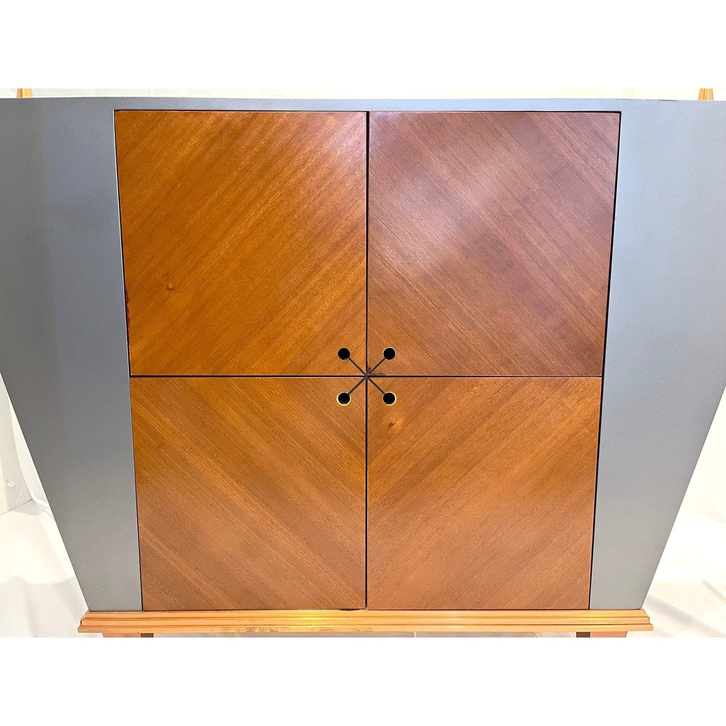 Pallucco Italian Mid-Century Modern Pair of Gray Lacquer Copper Sideboards/Cabinets