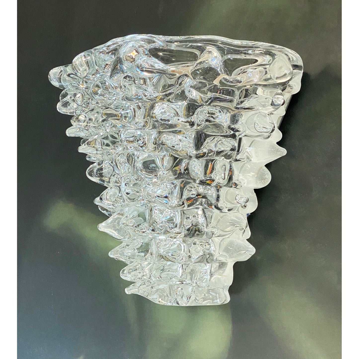 Italian Vintage Barovier Toso Crystal Textured Murano Glass Satin Silver Sconces