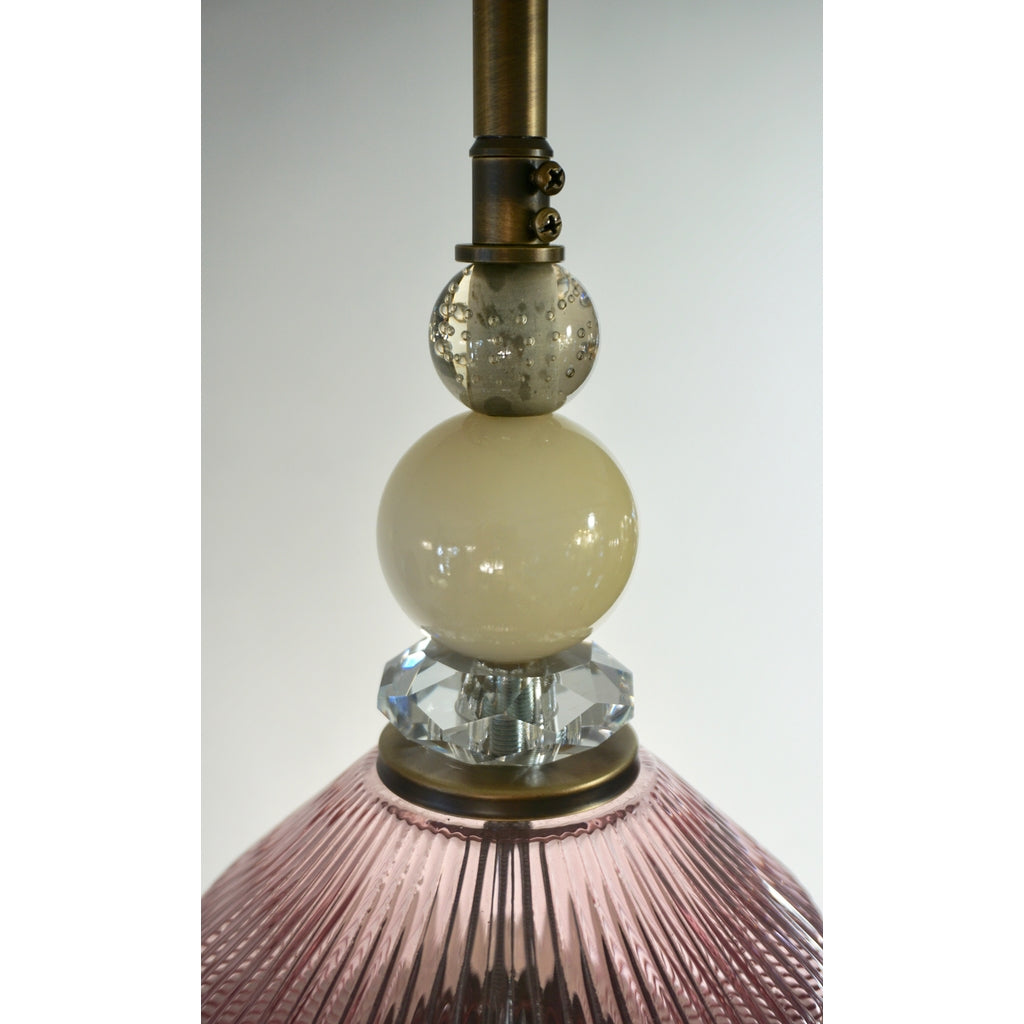 Custom Italian Purple Crystal Gold and Gray Smoked Murano Glass Pendant Light