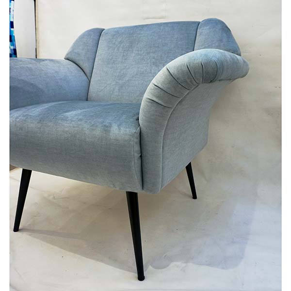 Cosulich Interiors Italian Mid-Century Modern Style Pair of Aquamarine Armchairs