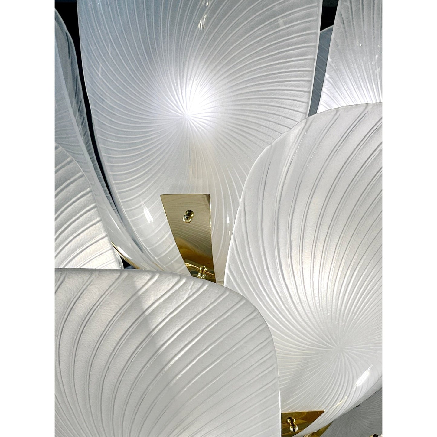 Bespoke Italian Art Nouveau Organic Design White Murano Glass Tulip Chandelier