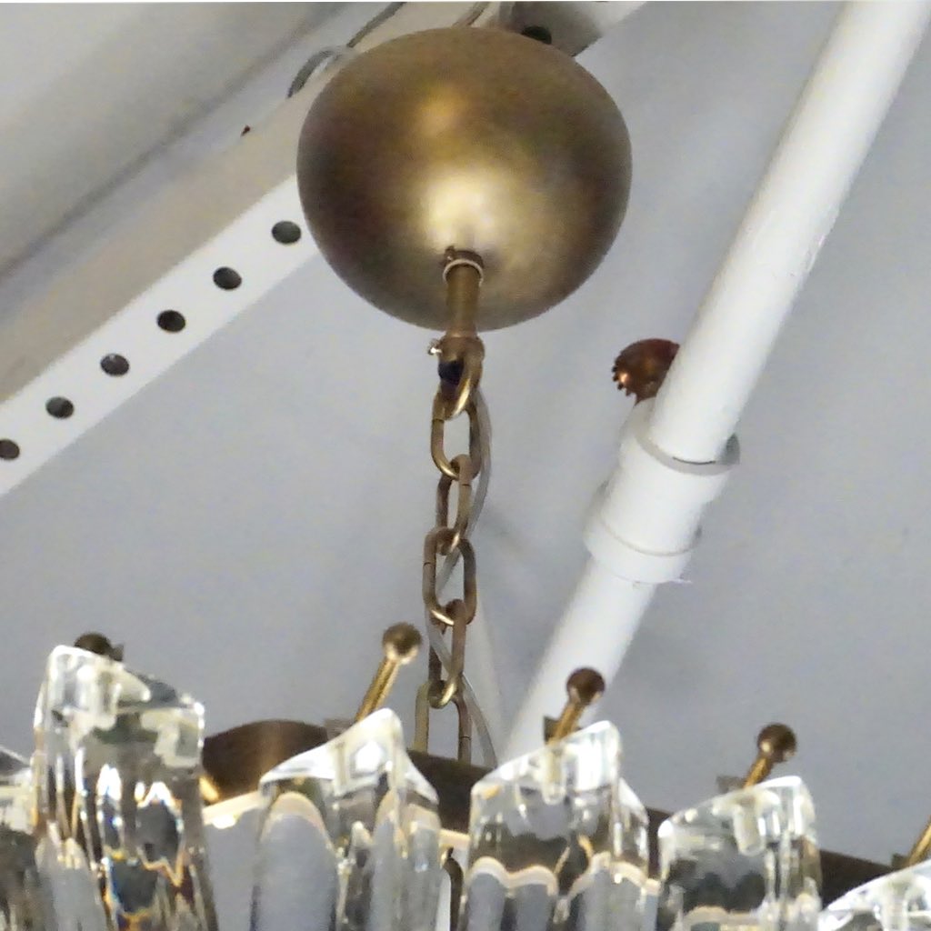 Contemporary Italian Minimalist Curved Crystal Murano Glass Bronzed Chandelier