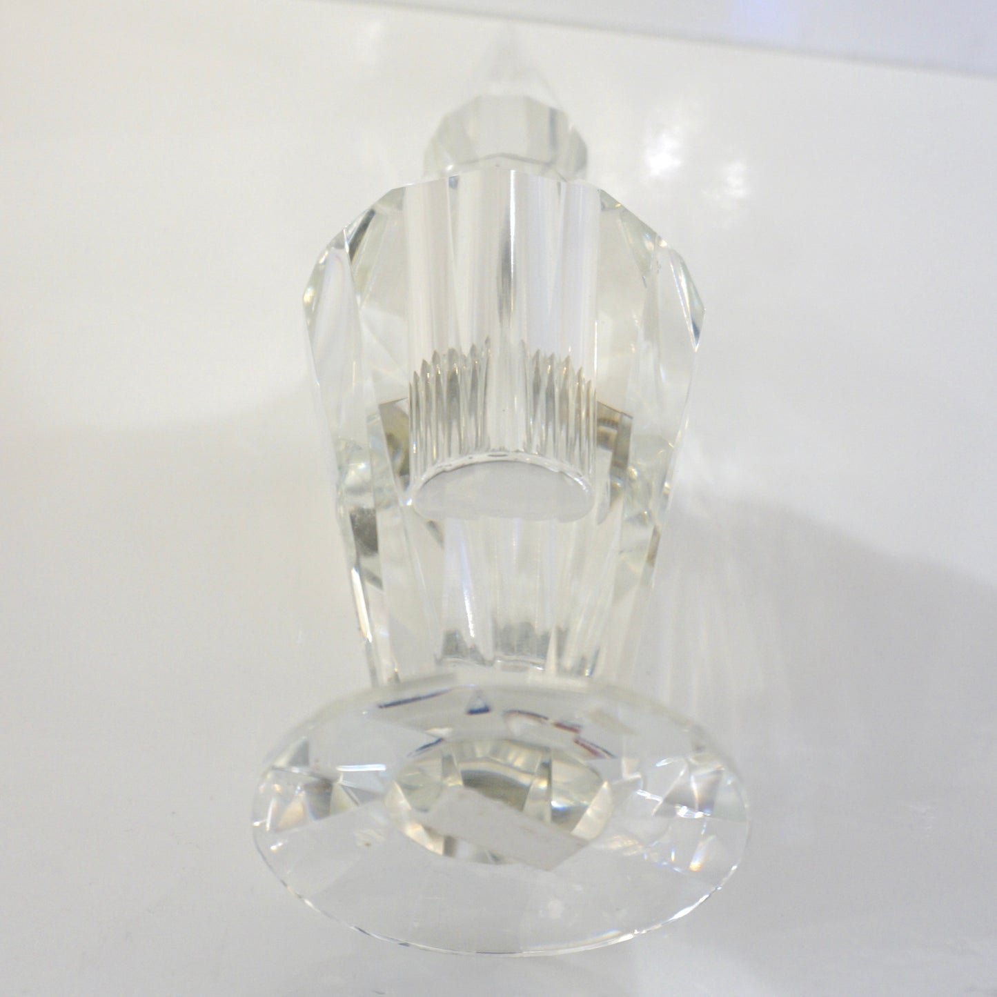 1950s American Vintage Diamond Cut Multi Faceted Tall Crystal Perfume Bottle