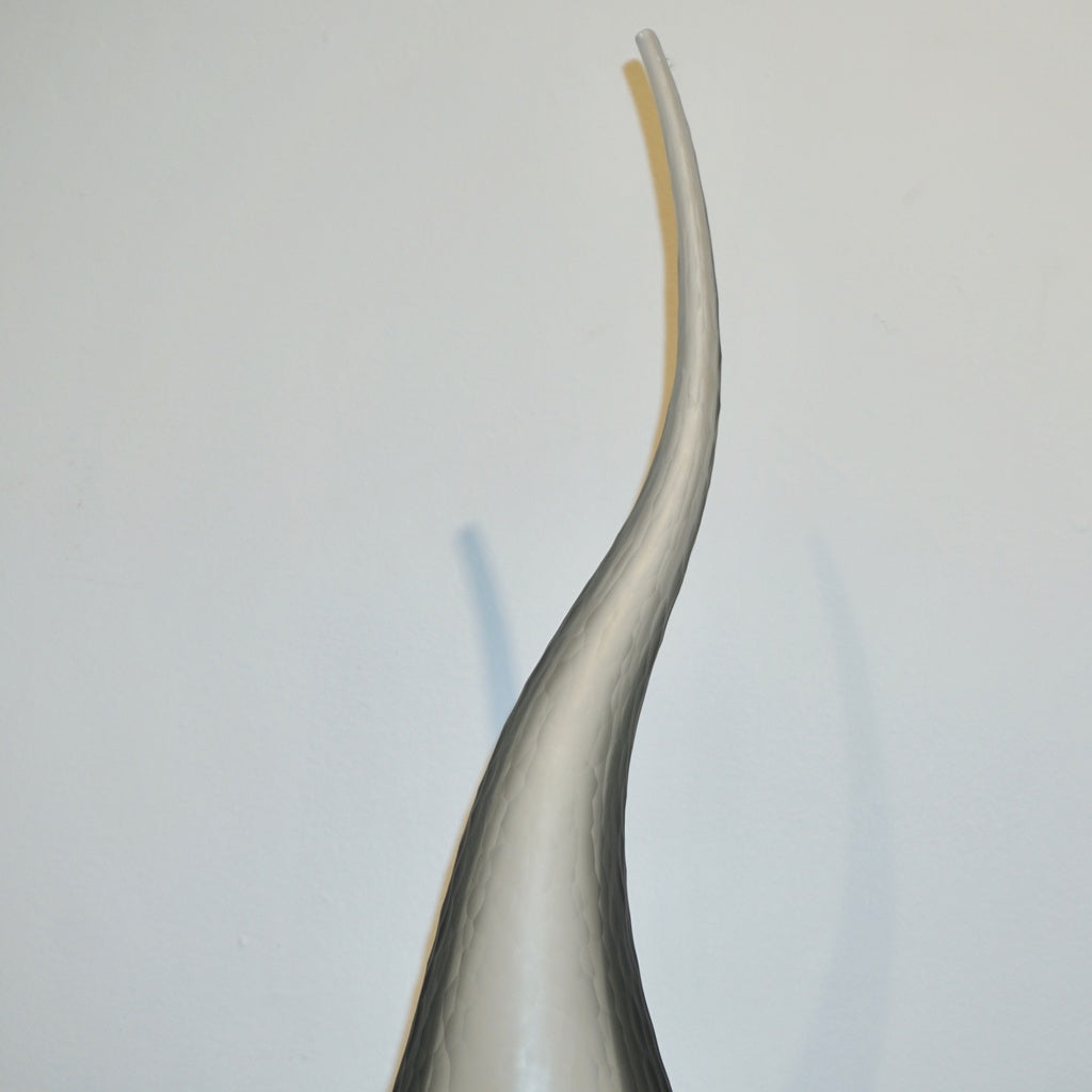 Dona Modern Art Glass Smoked Gray Sculptural Vase with Red and Yellow Murrine