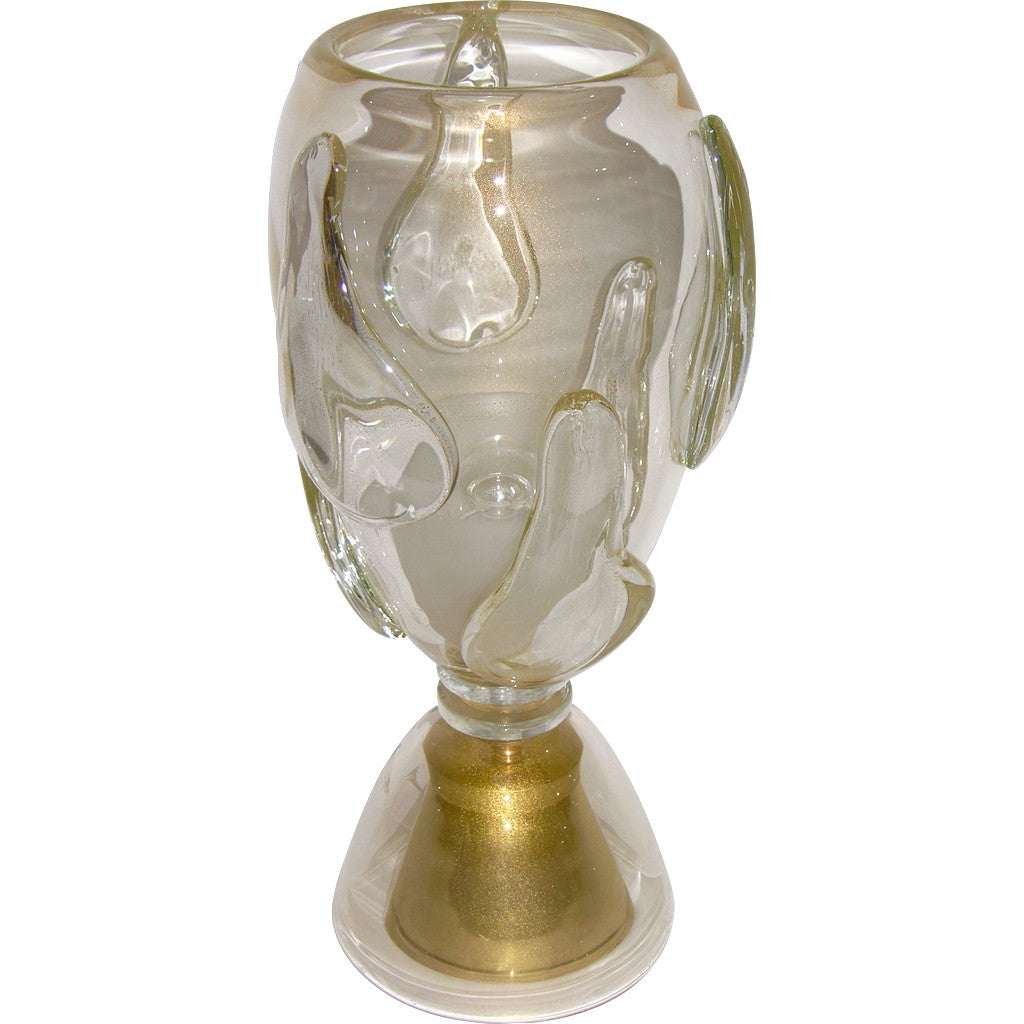 Constantini 1980s Italian Pair of Modern Brass and Gold Murano Glass Lamps - Cosulich Interiors & Antiques