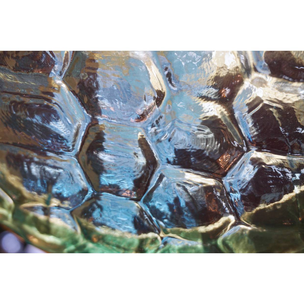 Bespoke Italian Organic Aquamarine Murano Glass Round Brass Chandelier Pendant