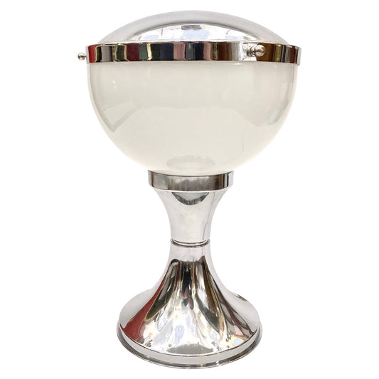 Valenti & Co 1960s Vintage Minimalist Italian Design Nickel and White Desk Lamp