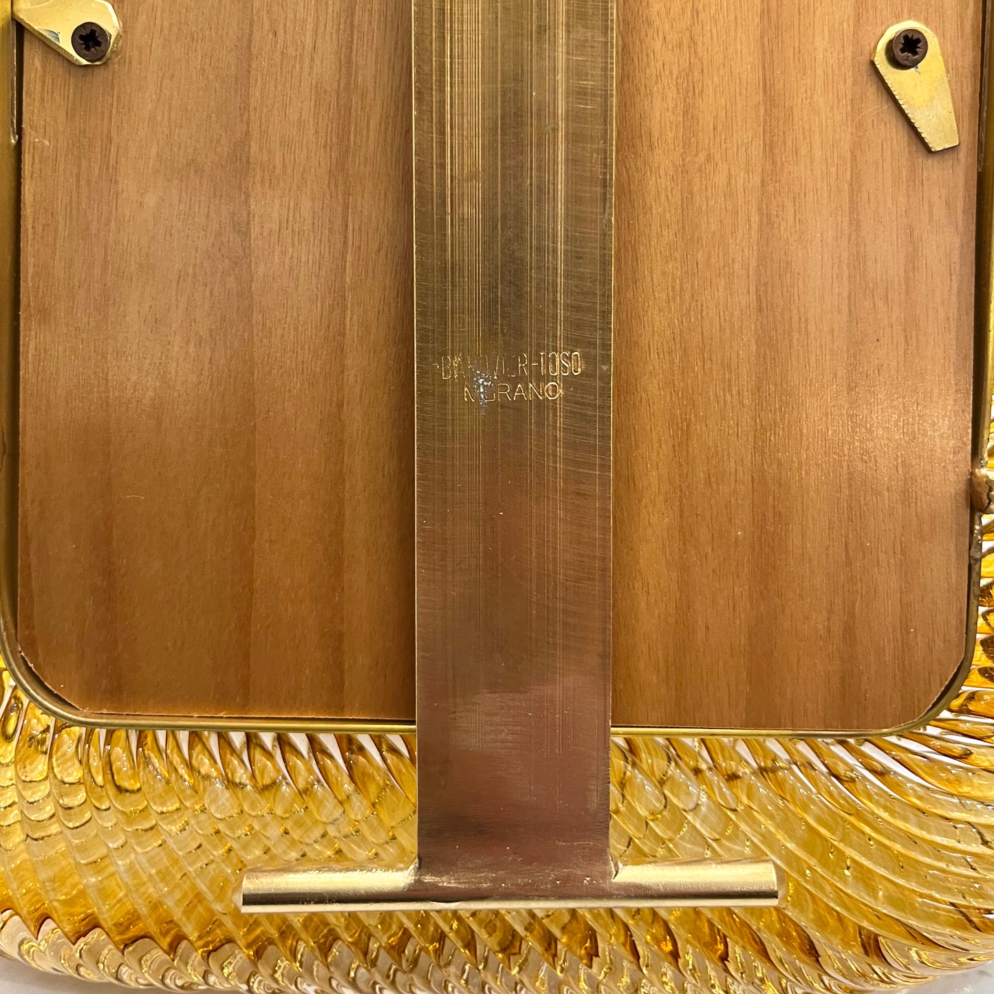 2000 Barovier Toso Italian Gold Crystal Twisted Murano Glass Brass Picture Frame