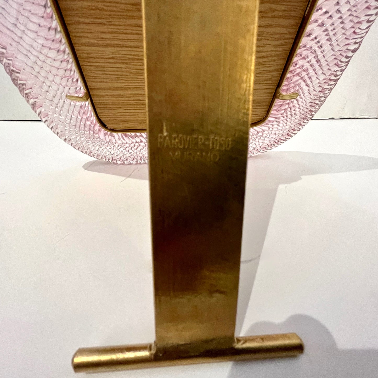 2000 Barovier Toso Italian Pink Crystal Twisted Murano Glass Brass Picture Frame