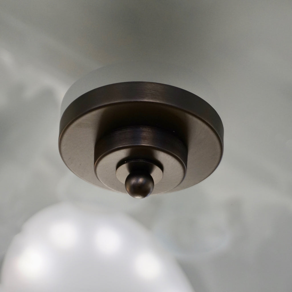 Bespoke Italian Pewter Finish Crystal Murano Glass Flush Mount / Drum Chandelier