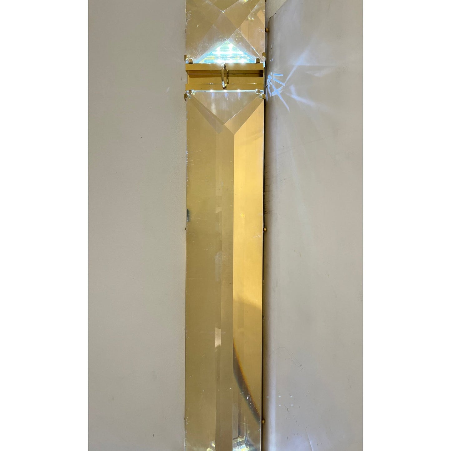Italian Hollywood Regency Sculptural Crystal Lucite Decorative Tall Wall Lights