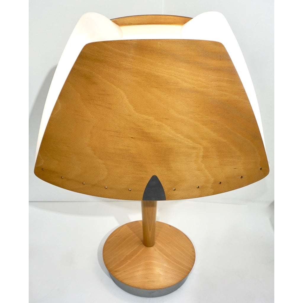 1970 French Vintage Birch Wood and Acrylic Table Lamp for Barcelona Hilton Hotel