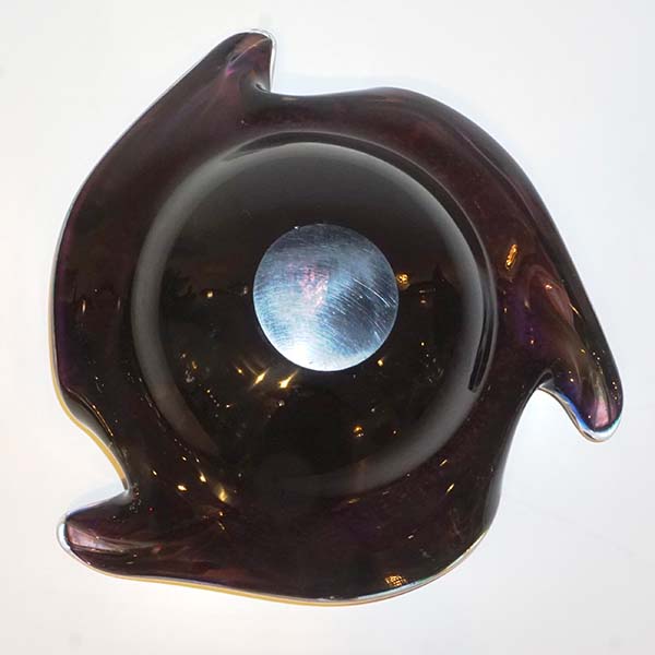 1950 Antique Italian Silver Leaf Purple Green Blue Murano Glass Catch-All/ Bowl