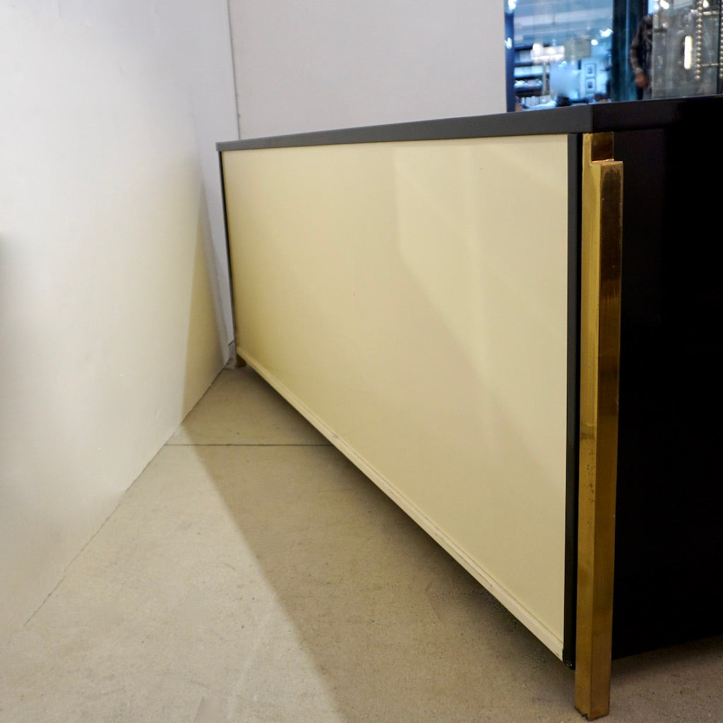 1970s Italian Vintage Studio A Brass & Black Lacquer 12-Drawer Dresser/Sideboard
