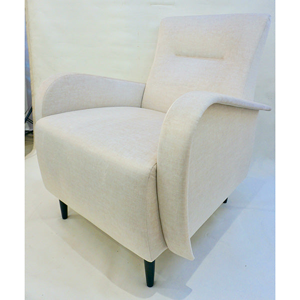 Italian Custom Pair of Modern Camel Cream Velvet Armchairs